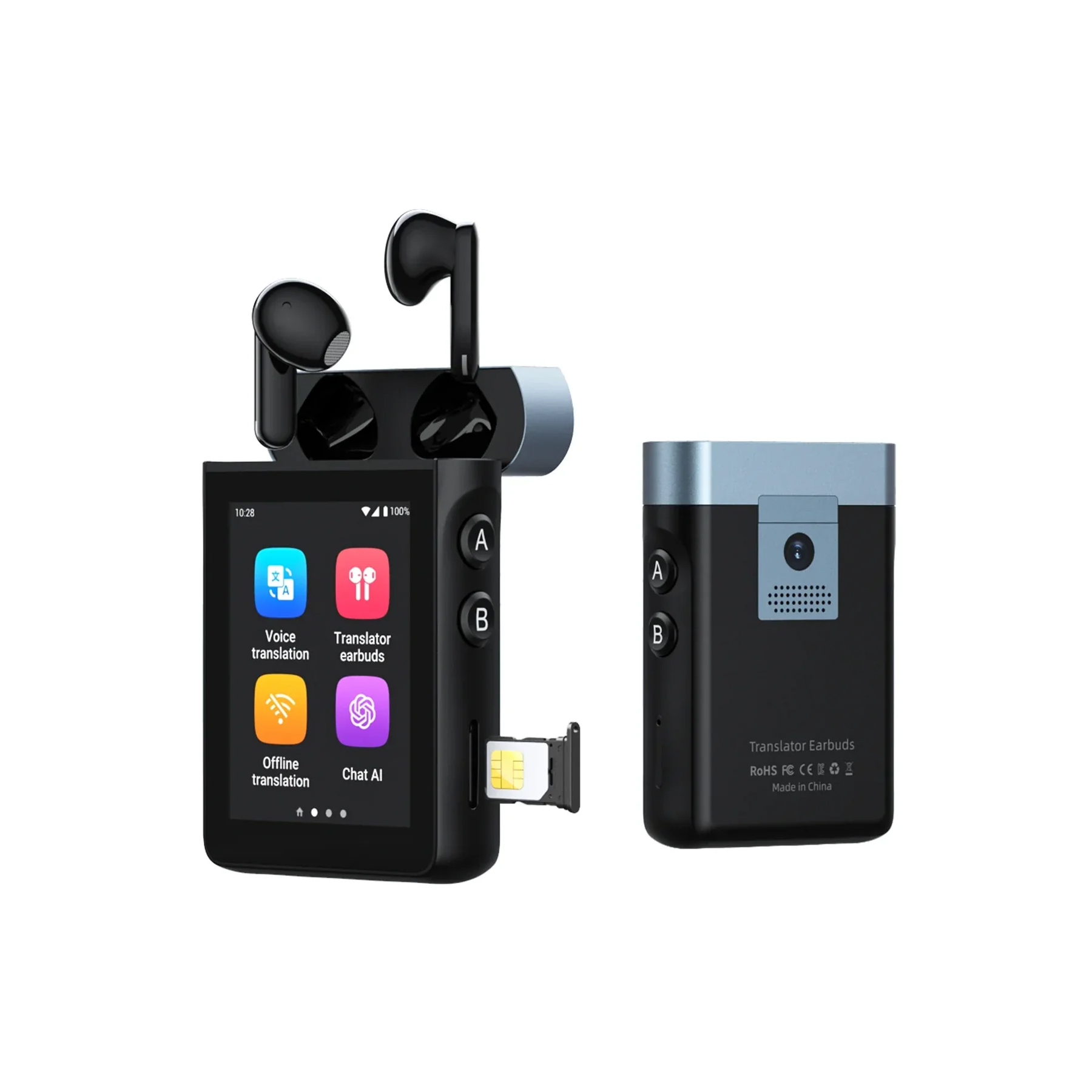 Наушники-переводчики Wooask A9-4G с экраном и ChatGPT электронный голосовой переводчик 4G/Wi-Fi